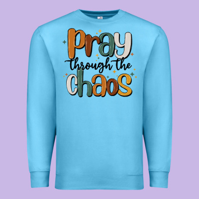 Pray Throthe Chaos Premium Sweatshirt Designed By Maliassmallbusiness