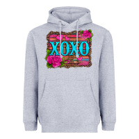 Heather Grey xoxo valentine's day pink roses and hearts Heavyweight Hoodie - Jasminsmagicworld