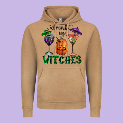 Drink Up Witches Halloween Vintage Hoodie Designed By Ranaportraitstore