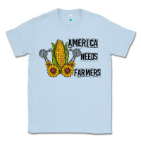 Dusty Blue america needs farmers Classic Tee - CowhideDigitalArt