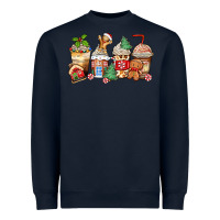 Navy christmas gingerbread coffee cups Heavyweight Sweatshirt - Zillion Design Studio