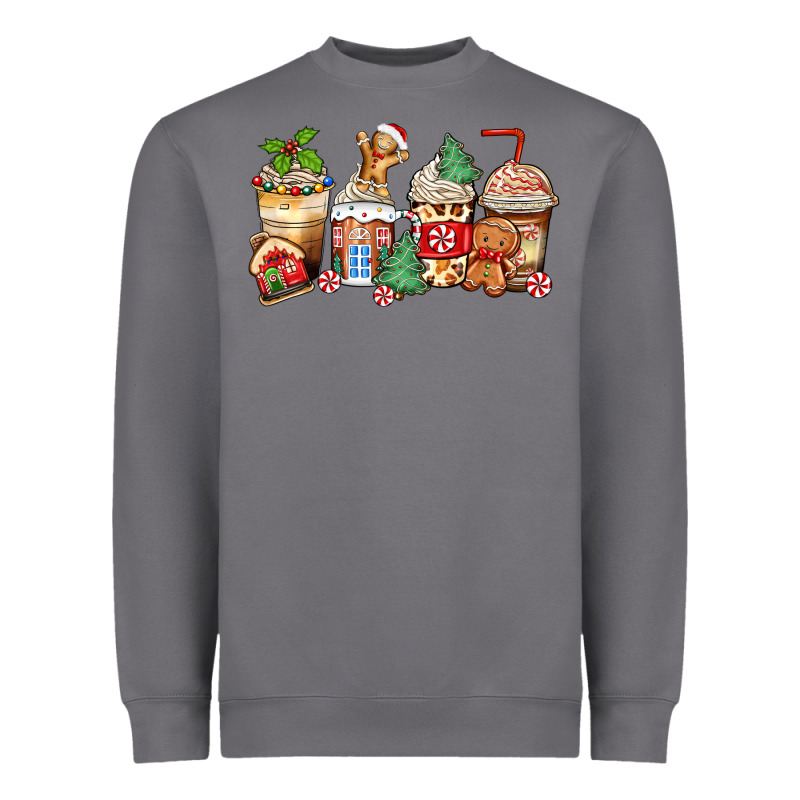 Christmas Gingerbread Coffee Cups Heavyweight Sweatshirt by Zillion Design Studio | Teevron