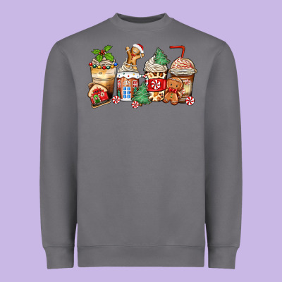 Christmas Gingerbread Coffee Cups Heavyweight Sweatshirt Designed By Zillion Design Studio