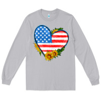 Moon Dust usa flag heart with sunflower Long Sleeve Tee - HRA Design Shop