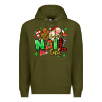 Army Green santas favorite nail tech Premium Hoodie - MaliasSmallBusiness