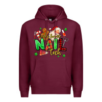 Burgundy santas favorite nail tech Premium Hoodie - MaliasSmallBusiness