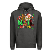Charcoal Heather santas favorite nail tech Premium Hoodie - MaliasSmallBusiness