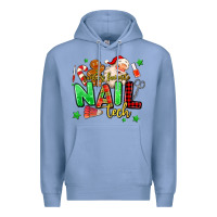 Colony Blue santas favorite nail tech Premium Hoodie - MaliasSmallBusiness