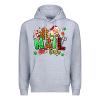 Heather Grey santas favorite nail tech Premium Hoodie - MaliasSmallBusiness