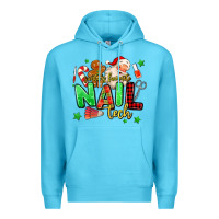 Ocean Blue santas favorite nail tech Premium Hoodie - MaliasSmallBusiness