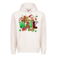Pale Pink santas favorite nail tech Premium Hoodie - MaliasSmallBusiness