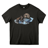 Asphalt california sea otter Heavy Core Tee - LillyAllenDesigns
