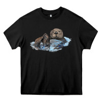 Black california sea otter Heavy Core Tee - LillyAllenDesigns