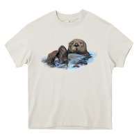 Cream california sea otter Heavy Core Tee - LillyAllenDesigns