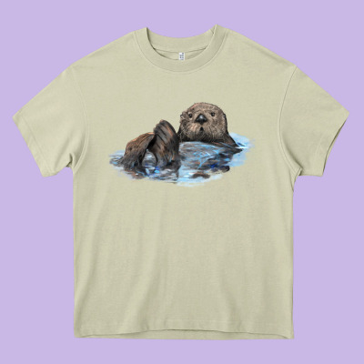 California Sea Otter Heavy Core Tee Designed By Lillyallendesigns