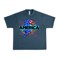 Midnight Navy America with lightning bolt Urban Heavy Tee - Zillion Design Studio