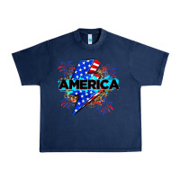 Navy America with lightning bolt Urban Heavy Tee - Zillion Design Studio