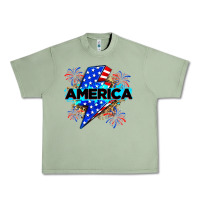 Oil Green America with lightning bolt Urban Heavy Tee - Zillion Design Studio
