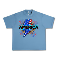 Pebble Blue America with lightning bolt Urban Heavy Tee - Zillion Design Studio