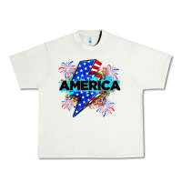 America With Lightning Bolt Urban Heavy Tee | Teevron