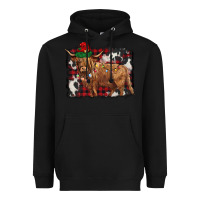 Black christmas highland cow Heavyweight Hoodie - BarkalooDesign
