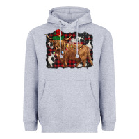 Heather Grey christmas highland cow Heavyweight Hoodie - BarkalooDesign