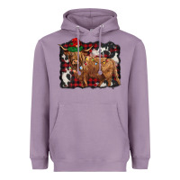 Lavender christmas highland cow Heavyweight Hoodie - BarkalooDesign