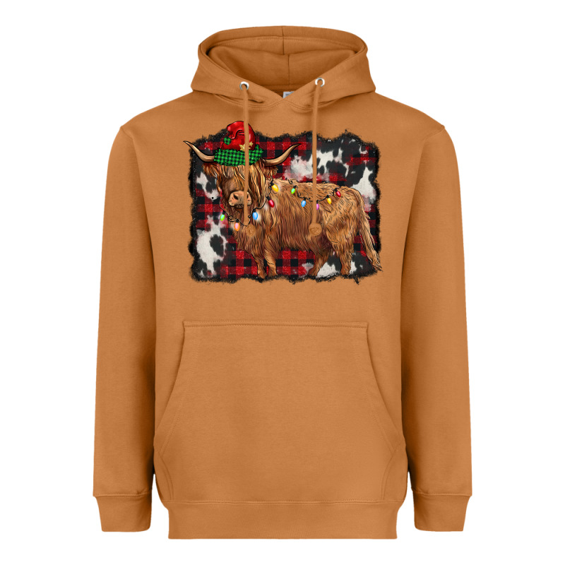 Christmas Highland Cow Heavyweight Hoodie by BarkalooDesign | Teevron