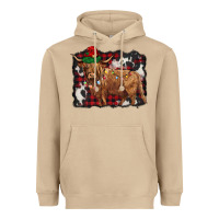 Mushroom christmas highland cow Heavyweight Hoodie - BarkalooDesign