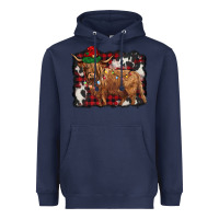 Navy christmas highland cow Heavyweight Hoodie - BarkalooDesign