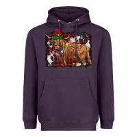 Plum christmas highland cow Heavyweight Hoodie - BarkalooDesign