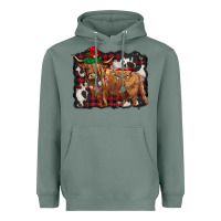 Sage christmas highland cow Heavyweight Hoodie - BarkalooDesign