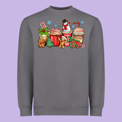 Christmas Coffee Cups Heavyweight Sweatshirt Designed By Zillion Design Studio