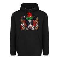 Black christmas black and white baby cow Heavyweight Hoodie - BarkalooDesign