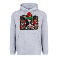 Heather Grey christmas black and white baby cow Heavyweight Hoodie - BarkalooDesign