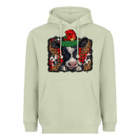 Matcha christmas black and white baby cow Heavyweight Hoodie - BarkalooDesign