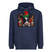 Navy christmas black and white baby cow Heavyweight Hoodie - BarkalooDesign