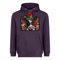 Plum christmas black and white baby cow Heavyweight Hoodie - BarkalooDesign
