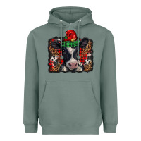 Sage christmas black and white baby cow Heavyweight Hoodie - BarkalooDesign