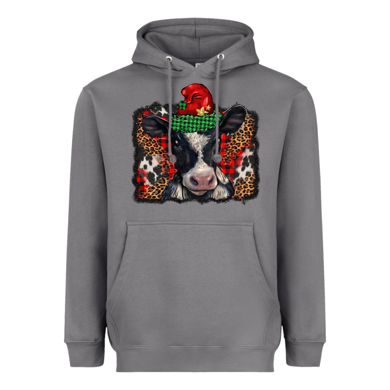 Christmas Black And White Baby Cow Heavyweight Hoodie by BarkalooDesign | Teevron