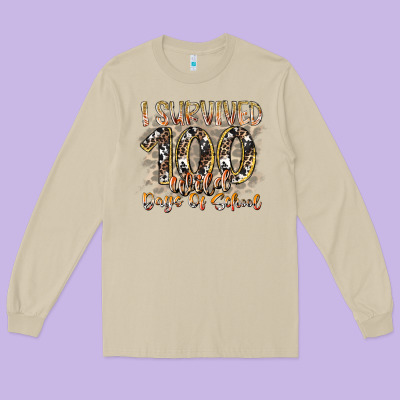 I Survived 100 Wild Days Of School Long Sleeve Tee Designed By Racoondesign