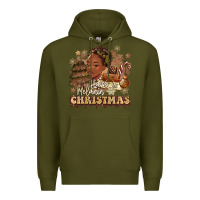 Army Green have a melanin christmas  black woman Premium Hoodie - MaliasSmallBusiness