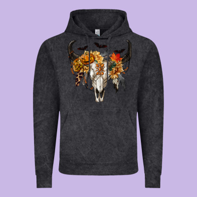 Vintage Hoodie Halloween Bull Skull