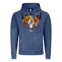 Vintage Denim Halloween Bull Skull Vintage Hoodie - RanaPortraitStore