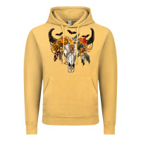 Vintage Mustard Halloween Bull Skull Vintage Hoodie - RanaPortraitStore