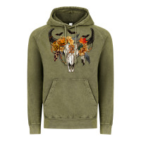 Vintage Olive Halloween Bull Skull Vintage Hoodie - RanaPortraitStore