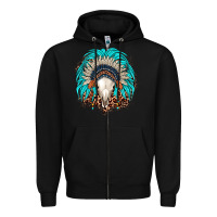Black bull skull indian headdress Zipper Hoodie - JahusDesignShop