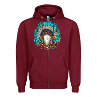 Burgundy bull skull indian headdress Zipper Hoodie - JahusDesignShop