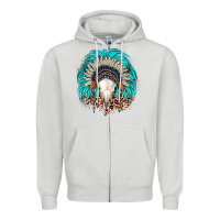 Dove Grey bull skull indian headdress Zipper Hoodie - JahusDesignShop
