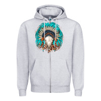 Heather Grey bull skull indian headdress Zipper Hoodie - JahusDesignShop